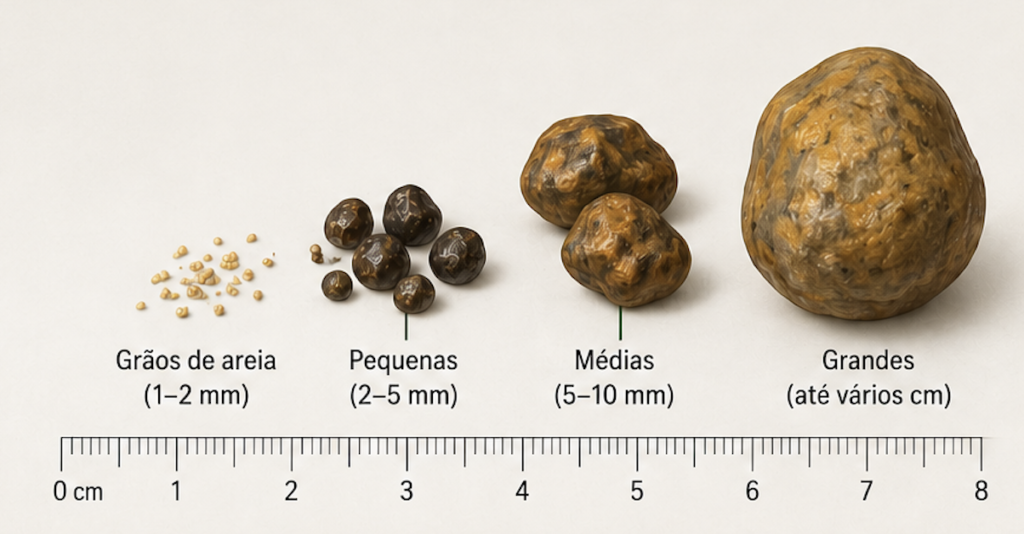 Imagem evidenciando pedras da vesícula biliar (cálculos biliares).