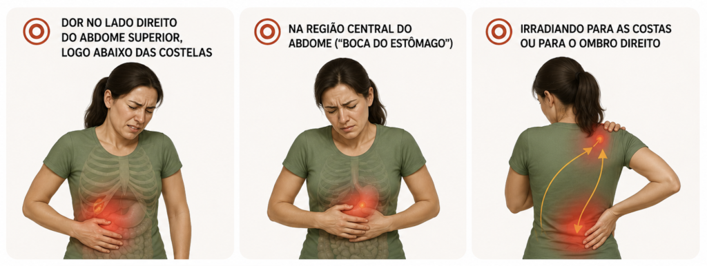 Imagem mostra pessoa com dor na vesícula.