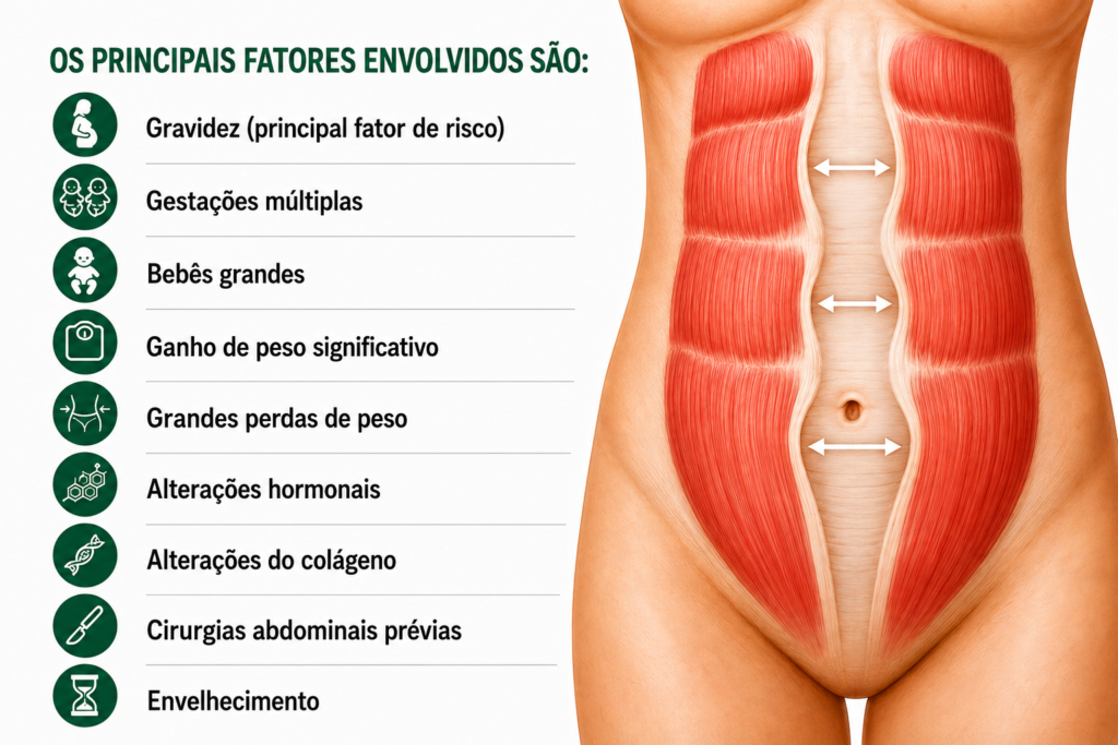 Fatores para desenvolvimento de diástase.
