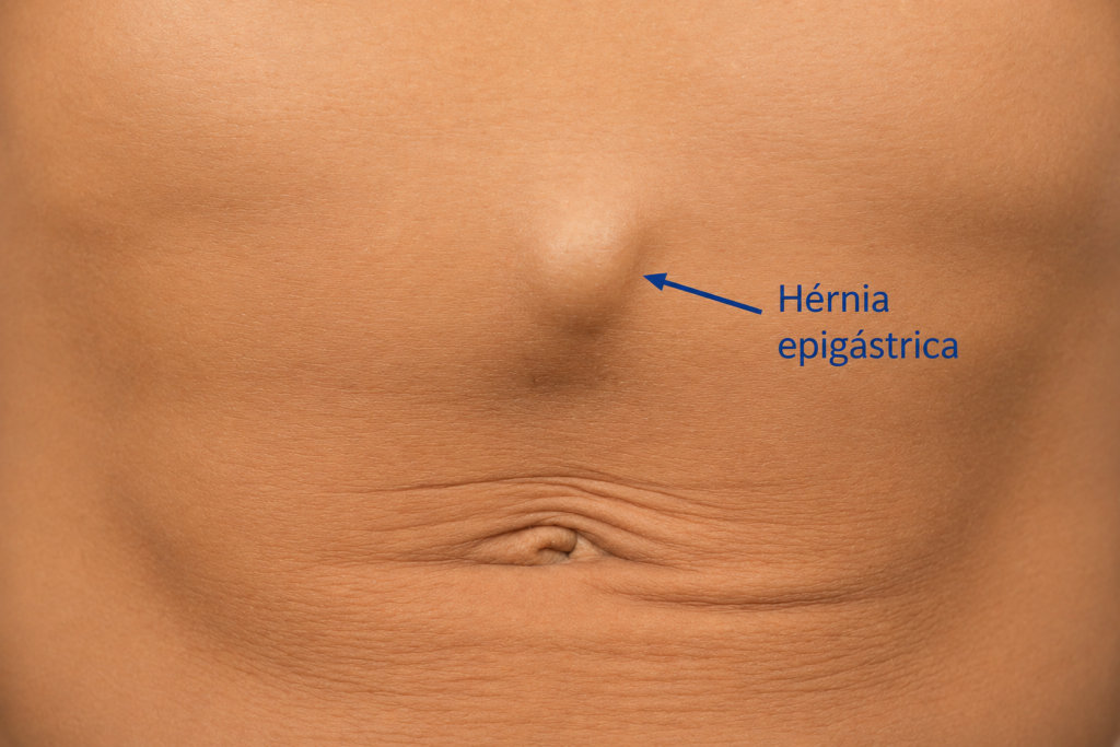 Hérnia epigástrica.